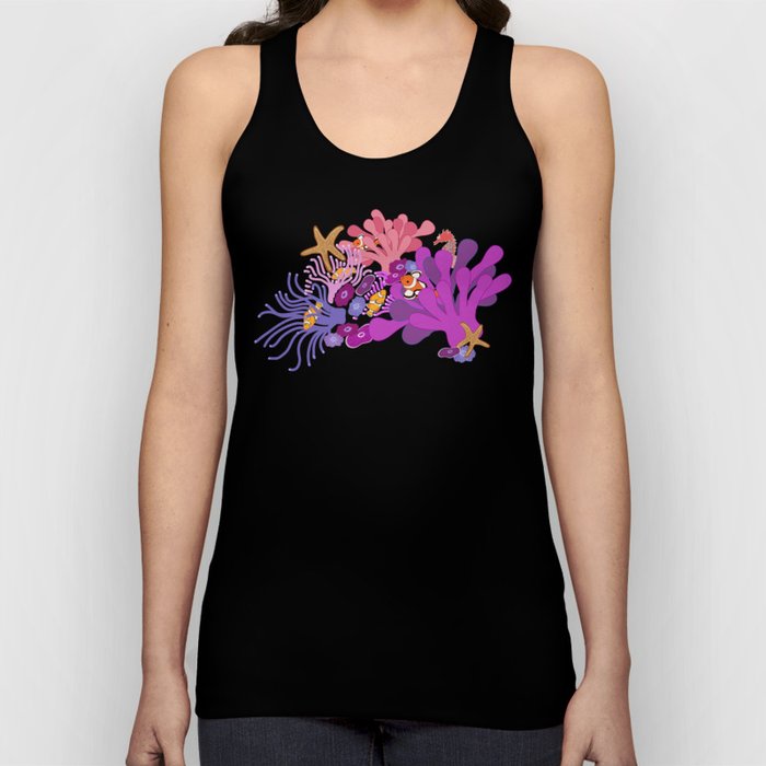 Block Party on the Reef - Clownfish Anemone Marine Sea Life Coral Tank Top