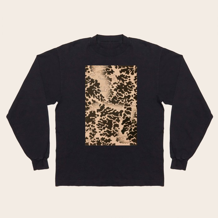 Abstract Wave Print Vintage Japanese Retro Pattern Long Sleeve T Shirt