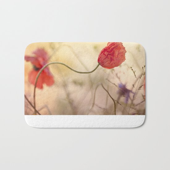 Poppy flower and sunset Bath Mat