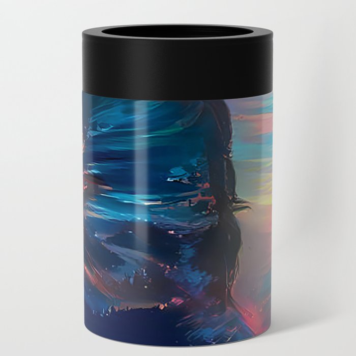 Black Arabian Horse Melted in a Sunset, Dreamy  Rainbow Unicorn Can Cooler