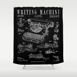 Typewriter Writing Machine Vintage Writer Patent Shower Curtain