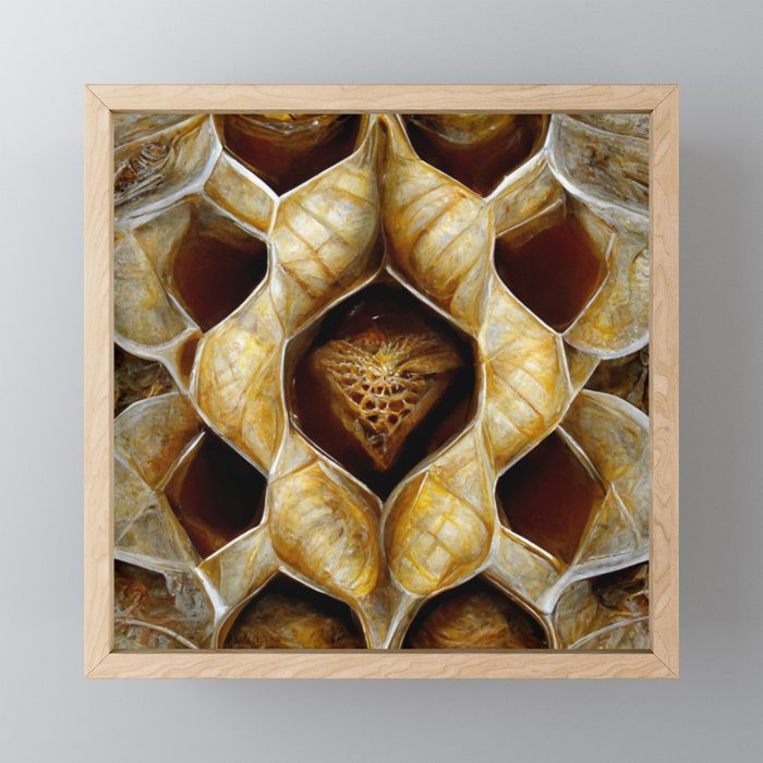 Maple Honey Heart Pattern Framed Mini Art Print