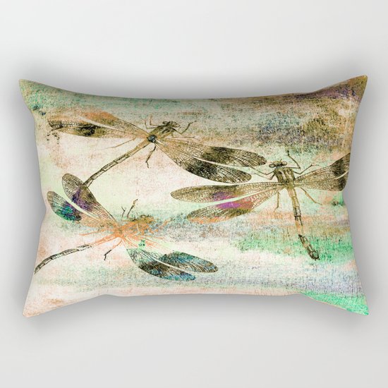 Mauritius Vintage Dragonflies QR Rectangular Pillow