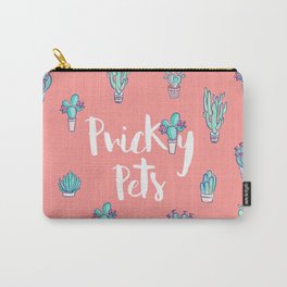 Prickly Pets on coral - Cactus pattern Carry-All Pouch