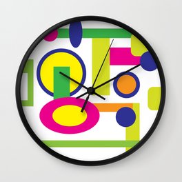 Bubble Mood in a bath of colorful geometry  Wall Clock | Collage, Colorshapes, Punkgreen, Abstractart, Goodvibes, Bright, Circlesquare, Playful, Positivecolors, Geometry 