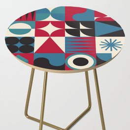 Funky neo geometry pattern vintage design with vibrant colors and simple shapes Side Table