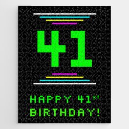 [ Thumbnail: 41st Birthday - Nerdy Geeky Pixelated 8-Bit Computing Graphics Inspired Look Jigsaw Puzzle ]