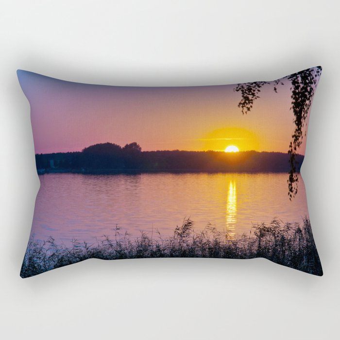 Beautiful sunset over lake #2 Rectangular Pillow