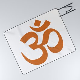 Burnt Orange Hindu Om Symbol  Picnic Blanket