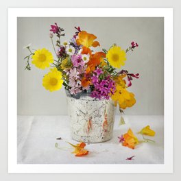 Beautiful colorful flowers Art Print | Passion, Color, Floral, Stilllife, Orange, Artwork, Flower, Bouquet, Romantic, Yellow 