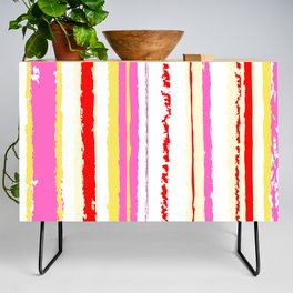 Summer pink yellow red stripes  Credenza