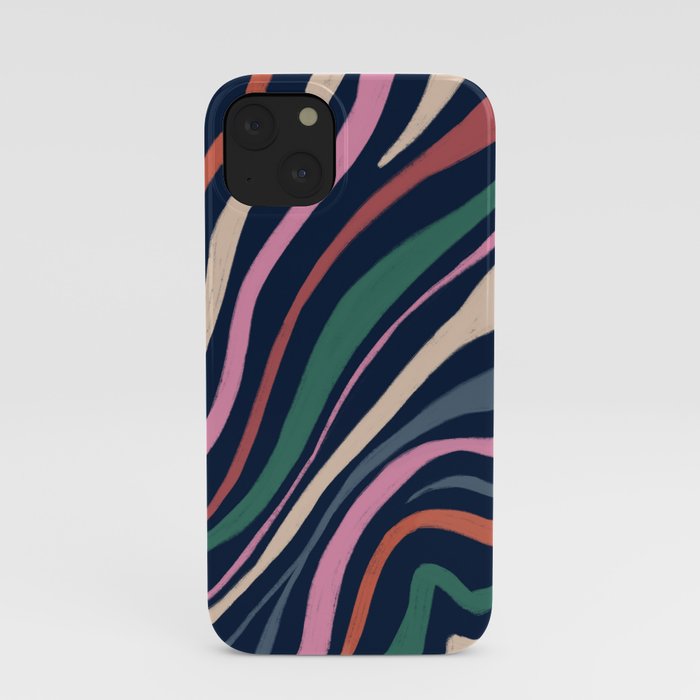 Colorful zebra stripes on black iPhone Case