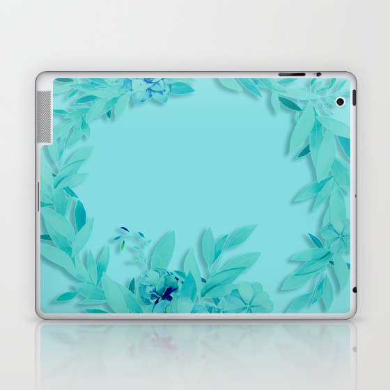 Flora Wreath Aquamarine Sea Foam Laptop & iPad Skin