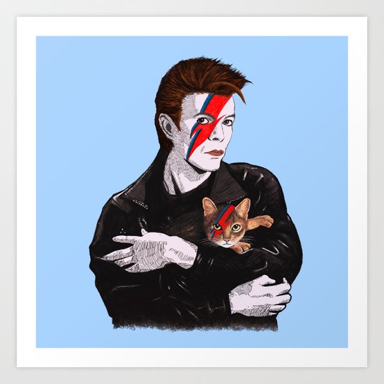 David & The cat Art Print