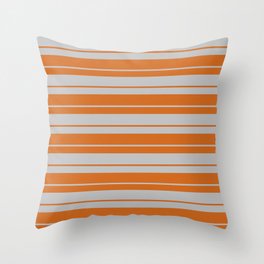 [ Thumbnail: Grey and Chocolate Colored Lines Pattern Throw Pillow ]