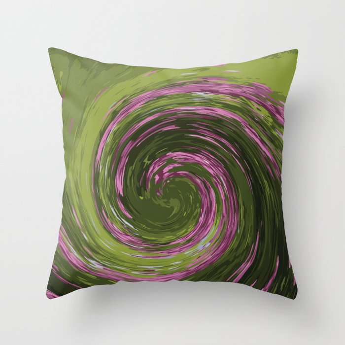 Pink and green wave Throw Pillow