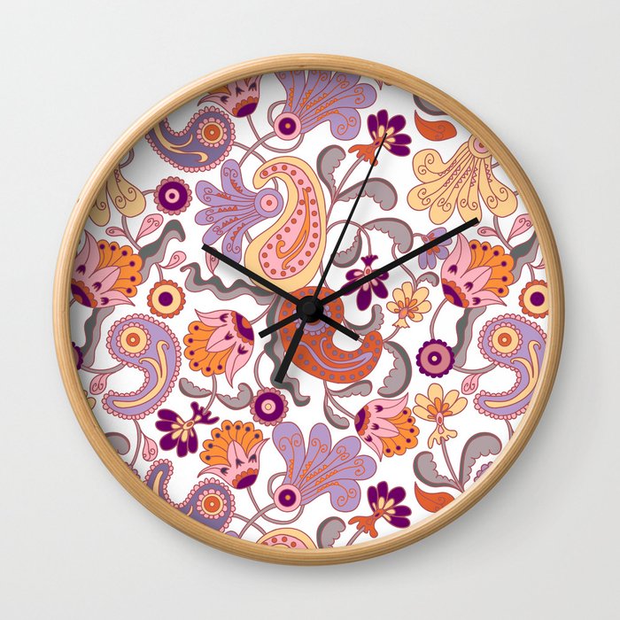 Pastel Paisleys Wall Clock