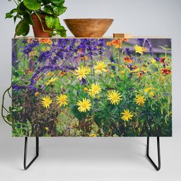 Spring colorful mix of aeshetic wildflowers Credenza