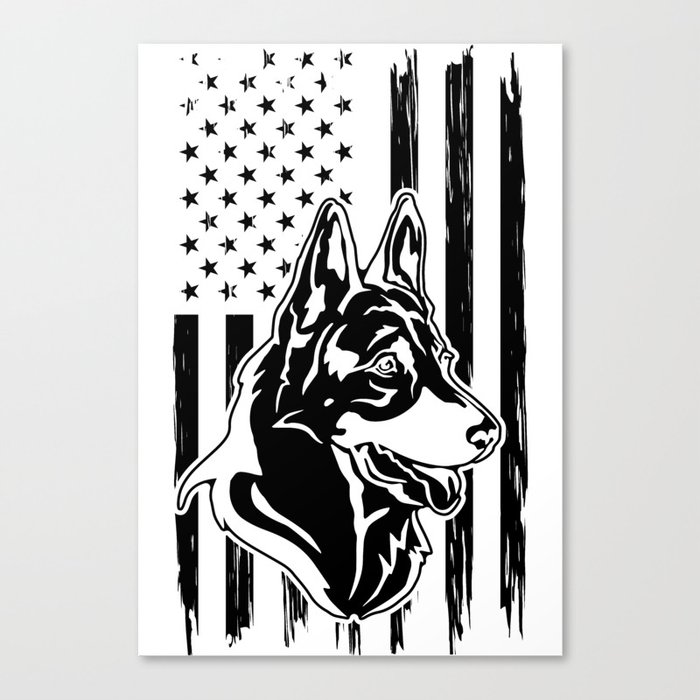 German Shepherd Dog American Flag Canvas Print
