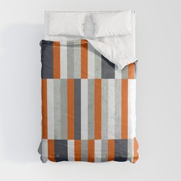 Orange, Navy Blue, Gray / Grey Stripes, Abstract Nautical Maritime Design by Comforter