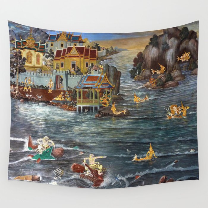 Thai Ramayana Scene Ramakien art Wall Tapestry by walltowall  Society6