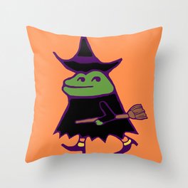 Frog Witch Throw Pillow