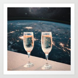It's Champagne Time (without vintage halftone texture) Art Print