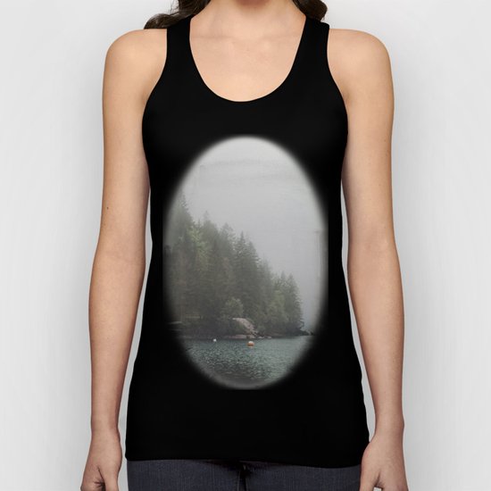 Foggy morning at the lake Unisex Tank Top