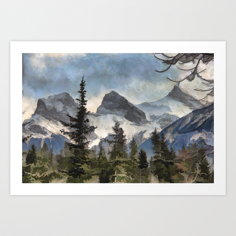 The Three Sisters Canadian Rocky Mountains Art Print By Onlinegifts Society6