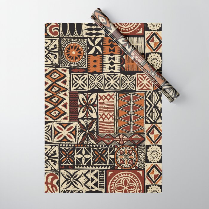 Hawaiian style tapa tribal fabric abstract patchwork vintage vintage pattern Wrapping Paper