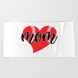 Mom Baseball Heart Beach Towel