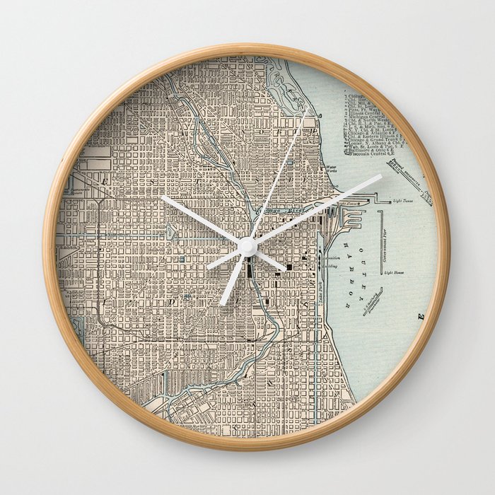 Vintage Map of Chicago (1893) Wall Clock
