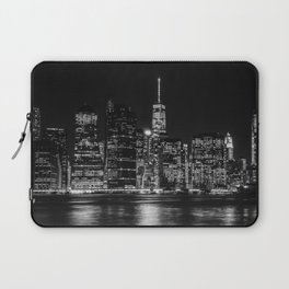New York City Manhattan skyline at night black and white Laptop Sleeve
