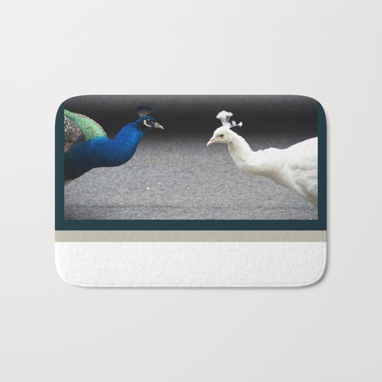 Mirror Image in Blue and White Bath Mat
