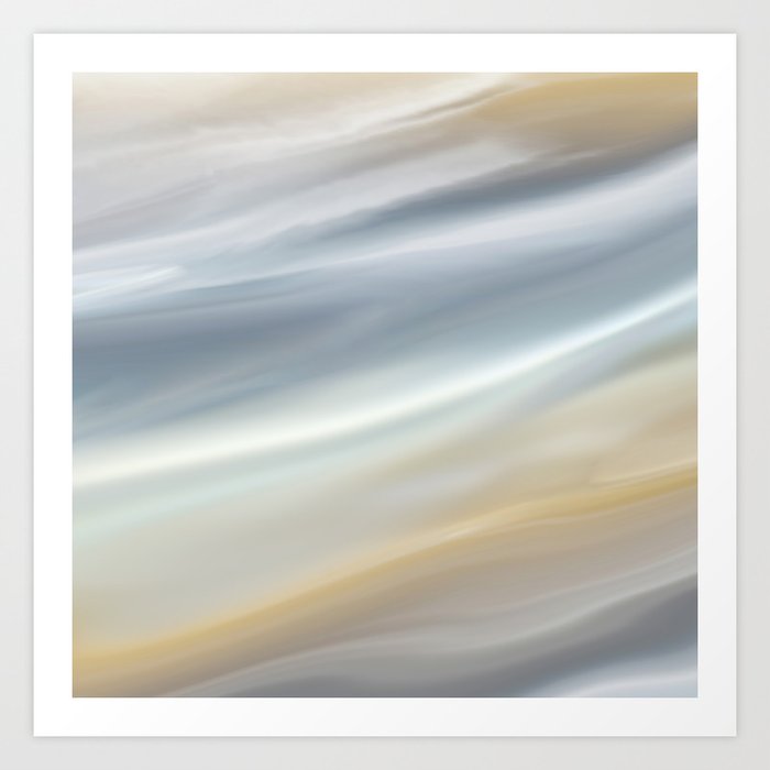 Watercolor, Abstract, Peaceful Sky, Clouds Print, Gray and Yellow Art Print