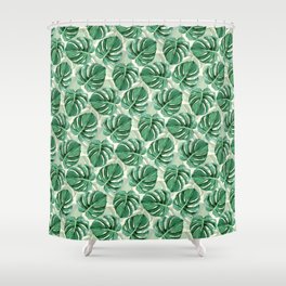 Tropical Medium Scale Monstera Leaves Shower Curtain