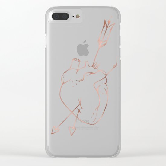 Cupid Heart in Pink Rose Gold Clear iPhone Case