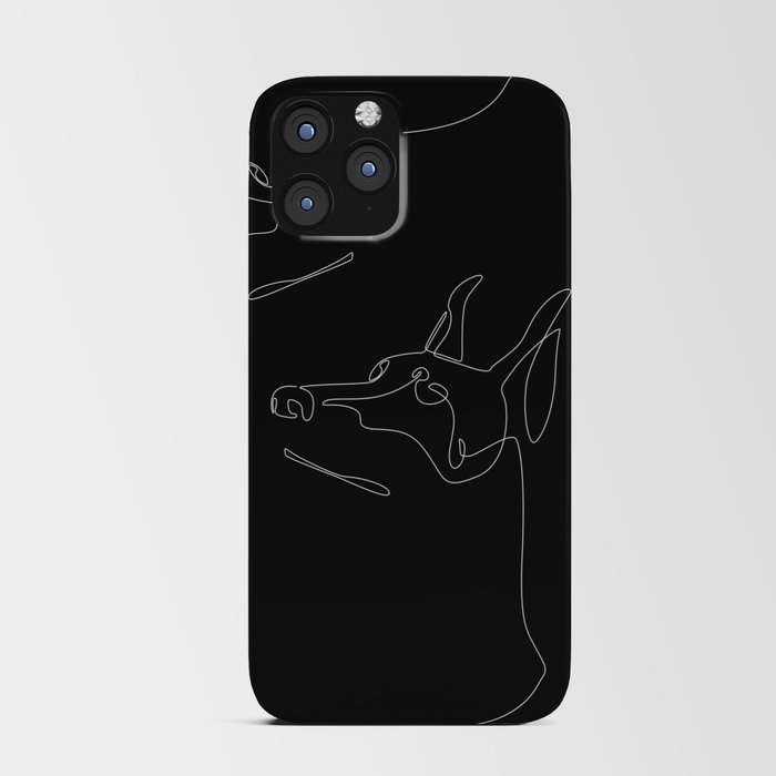 Black Dobermann / black dog head drawing iPhone Card Case