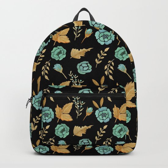 Watercolor floral turqiouse roses print Backpack