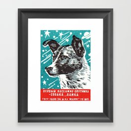 1950s Laika Space Dog Russian Matchbox Label Framed Art Print