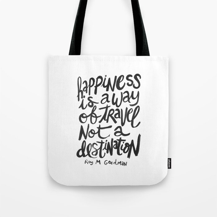 happiness quote hand lettered print Tote Bag