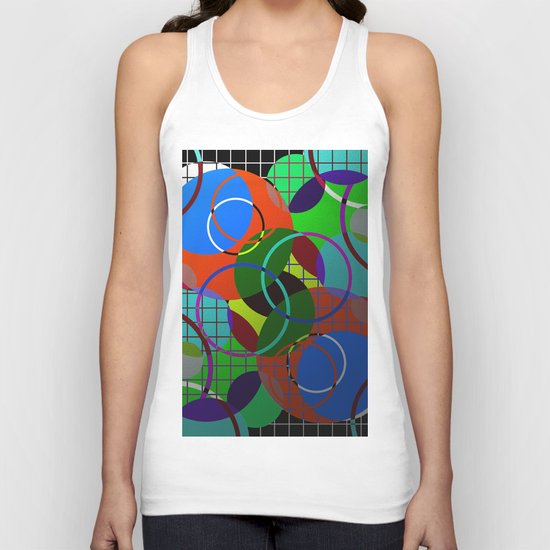 Caged Geometry - Abstract, metallic, geometric, rainbow coloured circles Unisex Tank Top