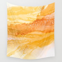 Bright Yellow Alchohol Ink Marble Texture Wall Tapestry