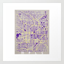 Minneapolis Minnesota Simple Map Art Print