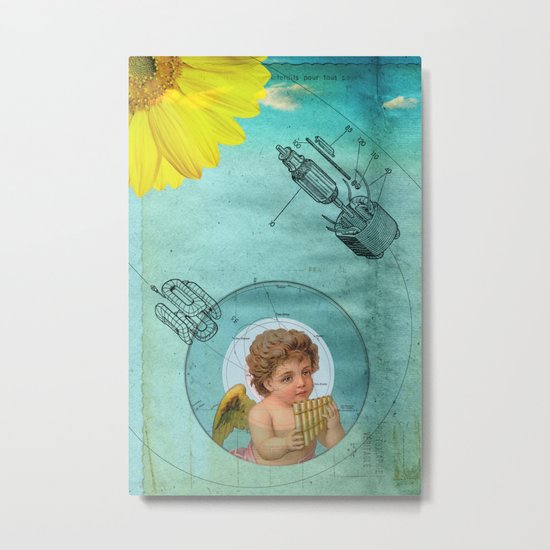 Angel playing music in space Metal Print