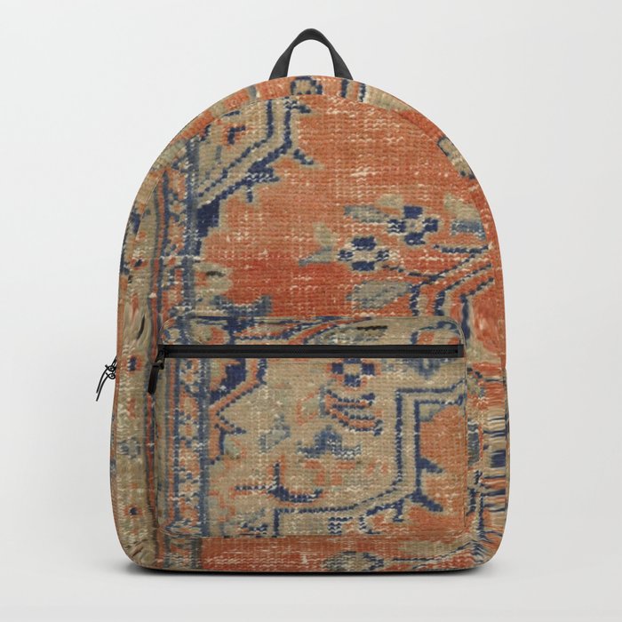 Vintage Woven Navy and Orange Backpack