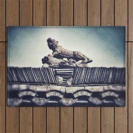 Rooftop Chinese Tiger Statue Outdoor Rug
