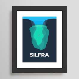 Retro Iceland Travel Poster - Silfra Framed Art Print