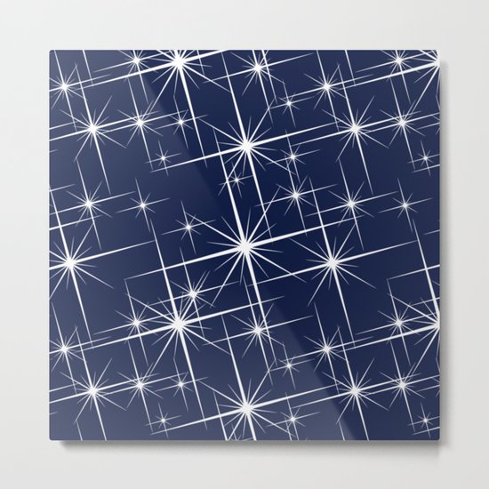 Indigo Navy Blue Starry Night Metal Print