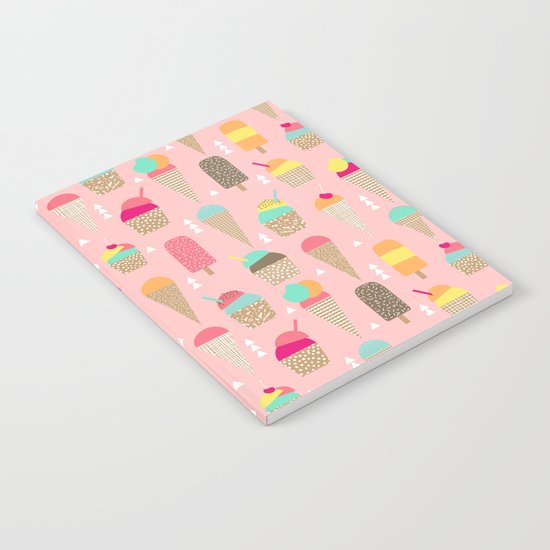 Ice Cream summer fresh food vacation heatwave city life pattern print geometric triangle design Notebook